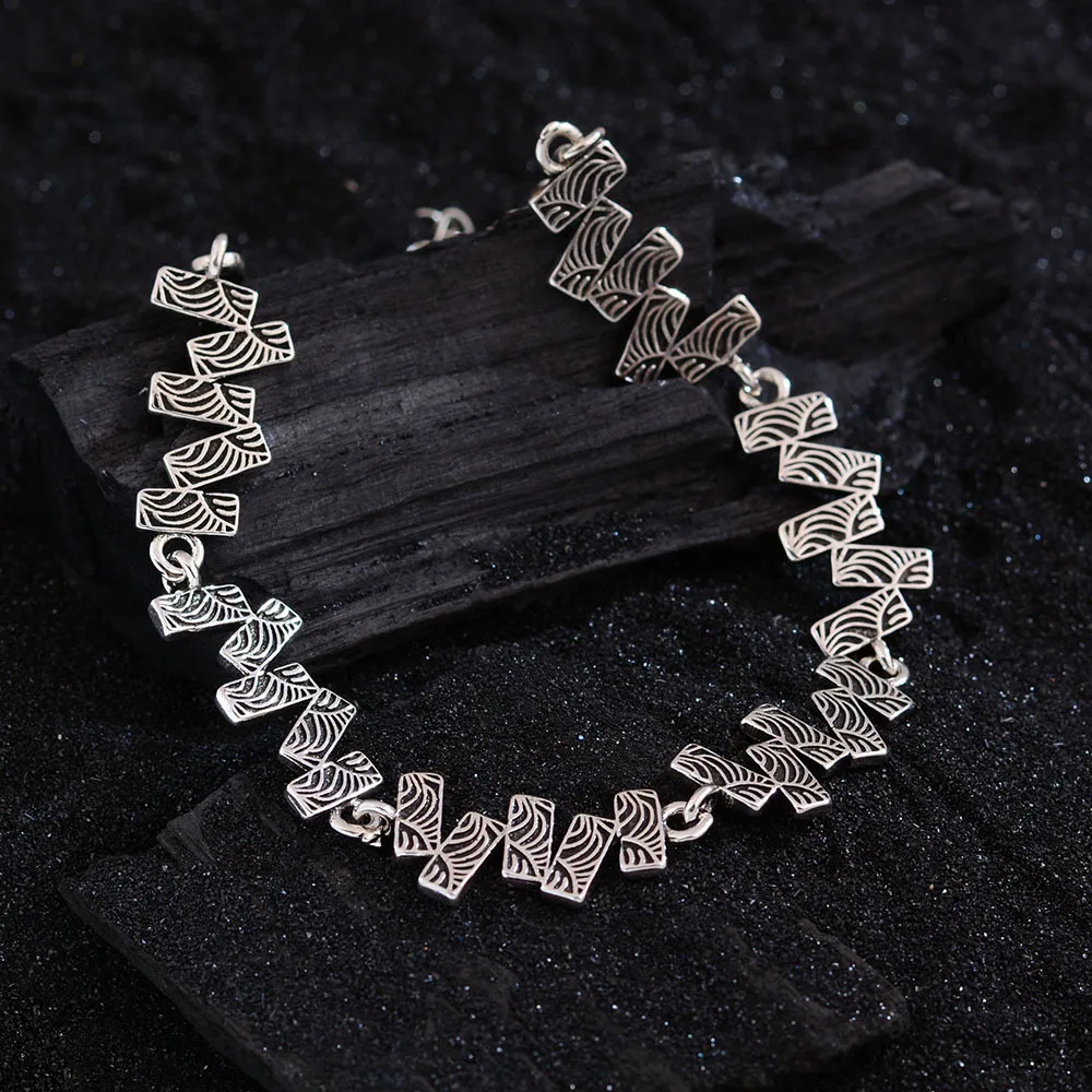 New Arrival Vintage Irregular Geometry Design 925 Sterling Silver Female Charm Bracelet Hand Jewellery Accessories Gifts No Fade