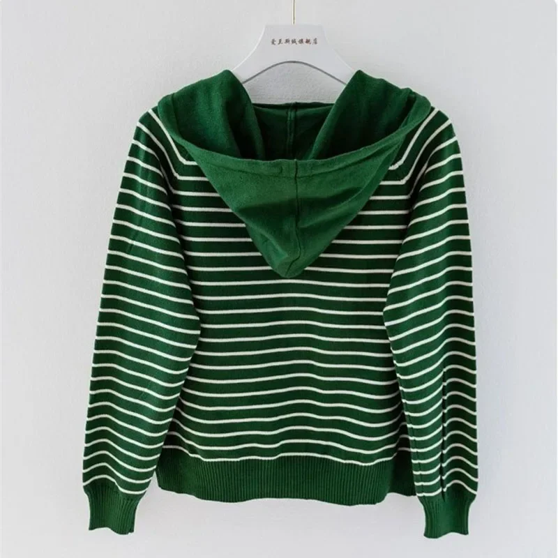 

New 2025 Women Knitted Sweater Spring Autumn knitwear Top Cardigan Coat Fashion Loose Short Hooded Casual Outerwear Female