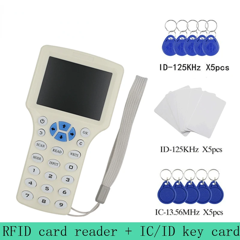 English 10 IC/ID Frequency RFID Access Control Card Reader NFC Encryption Card Writer UID Chip Duplicator Smart Key Copier