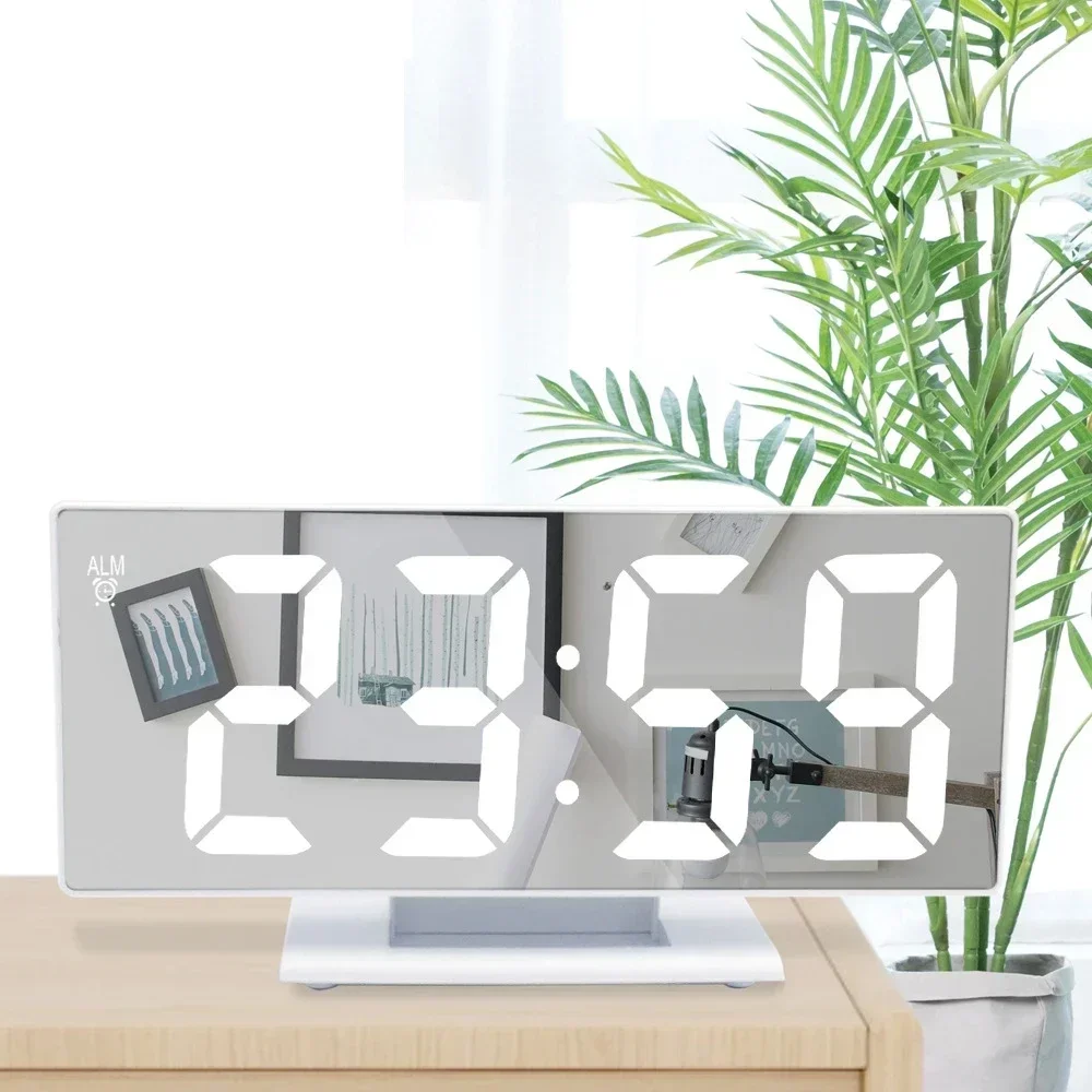 

Digital Alarm Clock LED Mirror Electronic Clock Large LCD Display Digital Watch Clock Living Room Bedside Multifunctional Mut L1