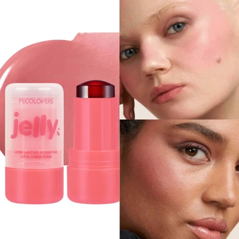 3-in-1 Blusher Stick Hydraterende Jelly Lipstick Lange Waterdichte Blijvende Matte Facial Cheek Contour Blush Make-Up