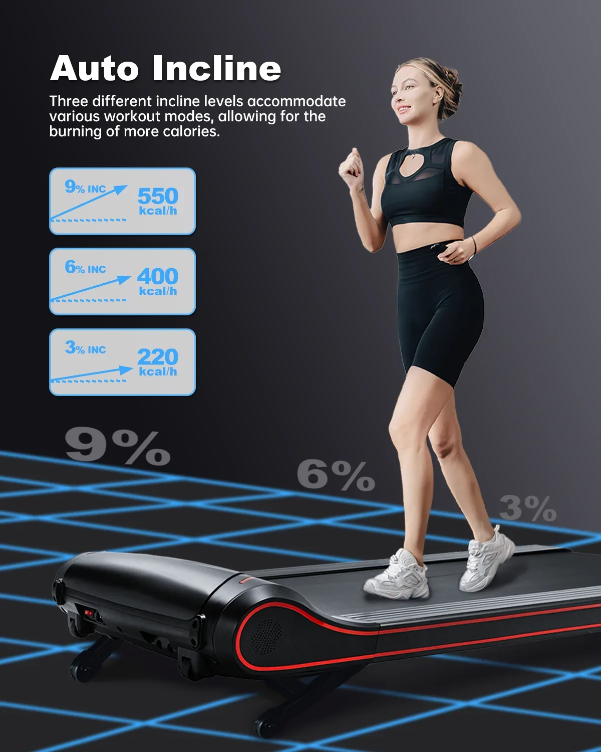 -Lfly 2.5HP Motor New Walkingpad Heart Design LED Light Mini Walkingpad Brushless Motor Under Desk Incline Walkingpad Treadmill