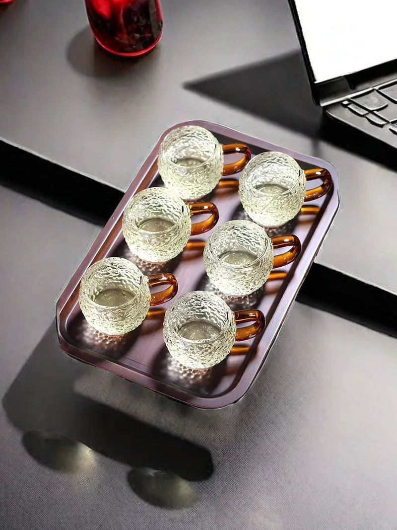 

Japanese Style Heat Resistant 6pcs Package High Temperature and Explosion-proof Hammered Glass Tea Cup Borosilicate Cups Kitchen