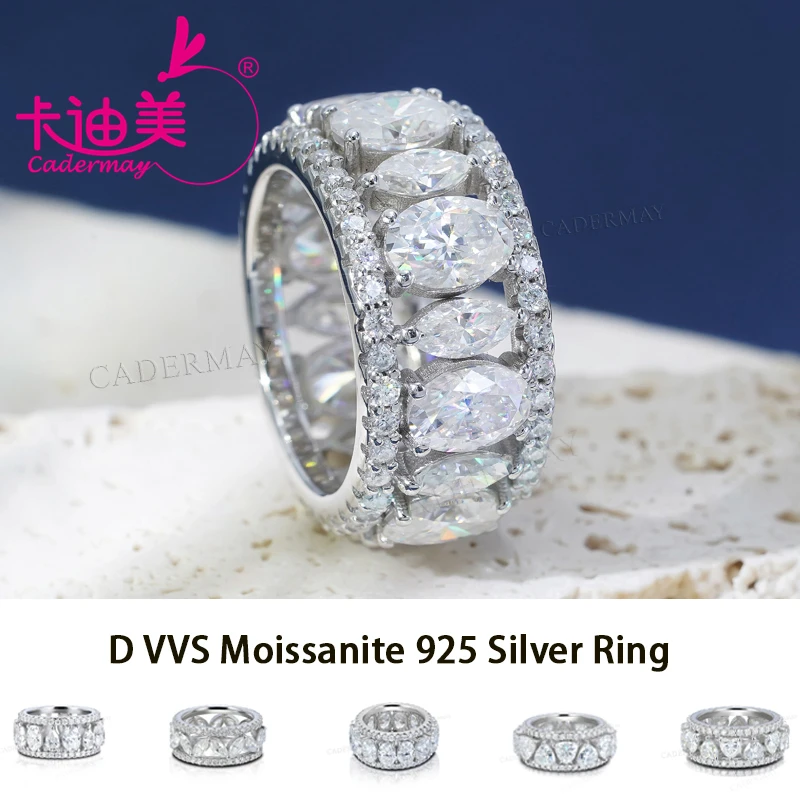 

CADERMAY, высококачественные серебряные кольца 925, обручальные кольца Eternity D VVS с муассанитом для мужчин и женщин, ювелирные изделия
