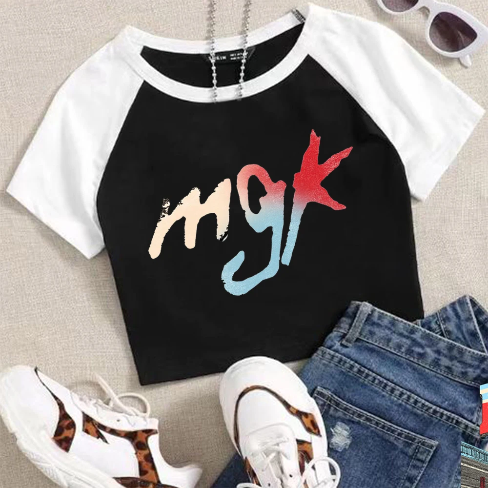 MGK Lost Americana Tour 2026 Машинный пистолет Kelly Укороченный топ Рубашка Сексуальная рубашка с короткими рукавами для девочек Подарок фанату