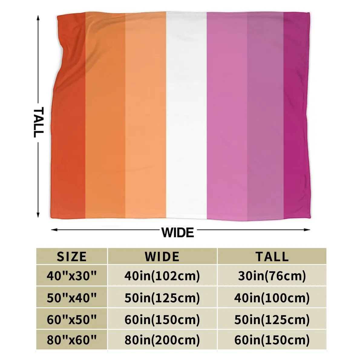 Orange - Magenta Lines Lesbian Pride Flag Butch Femme Pride Flag Blankets Soft Warm Flannel Throw Blanket Bedding for Bed Sofa