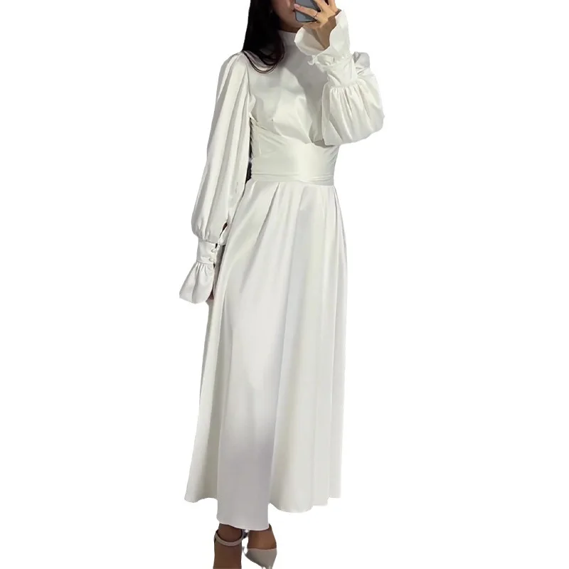 Eid Muslim Modest Abaya for Women Party Dresses Solid Jalabiya Dubai Abayas Kaftan Arab Robe Islam Ramadan Morocco Vestidos