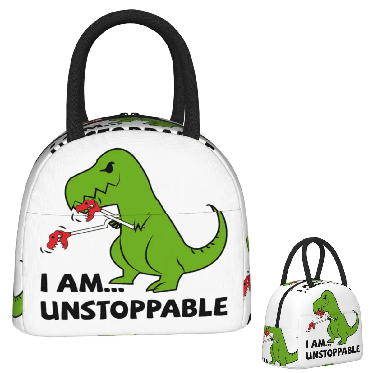 

I Am Unstoppable T-rex Сумки для обеда Изолированная коробка для бенто Водонепроницаемая сумка для обеда Герметичные сумки для пикника Термосумка для женщин-студентов