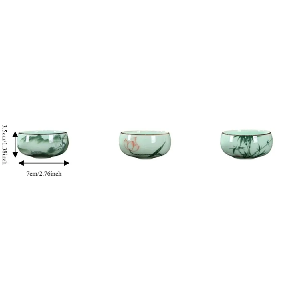 Hand-painted Landscape Pattern Chinese Traditional Celadon Teacup Double-fish Ceramic Master Cup 55 ML Vintage Tea Bowl 6