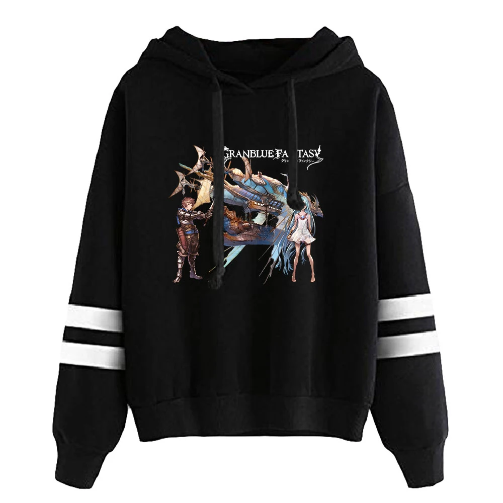 Granblue-Hoodie Unisex Fantasy, Pocketless, Barras Paralelas, Moletons de Manga, Harajuku Streetwear, Homens e Mulheres