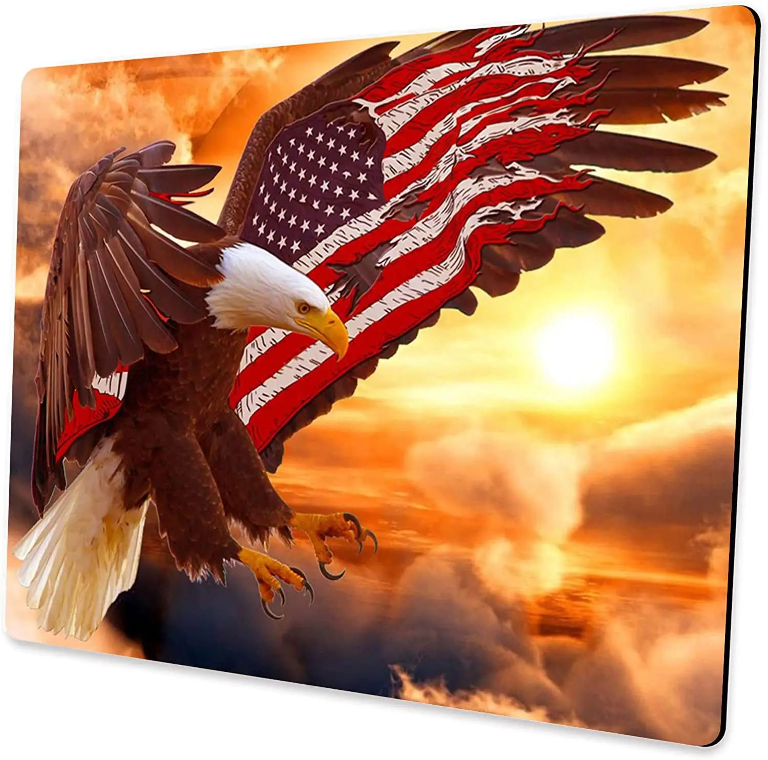 America Flag Eagle Mouse Pad Unique Design Anti-Slip Rubber Base Mouse Pad for Desktop Computer and Laptop Mouse Pad 9.5X7.9Inch