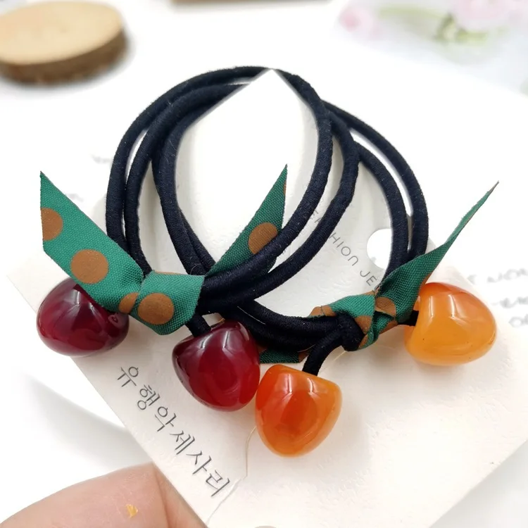 

100pcs/set Cherry Thick Hair Ties, Ponytail Holders Hair Accessories No Damage for Thick Hair & Thin Hair