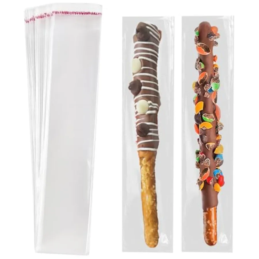 Bolsas de Celofán Autosellables: Bolsas Individuales Transparentes de 2x10 Pulgadas para Empacar Palitos de Pretzel, Dulces y Golosinas