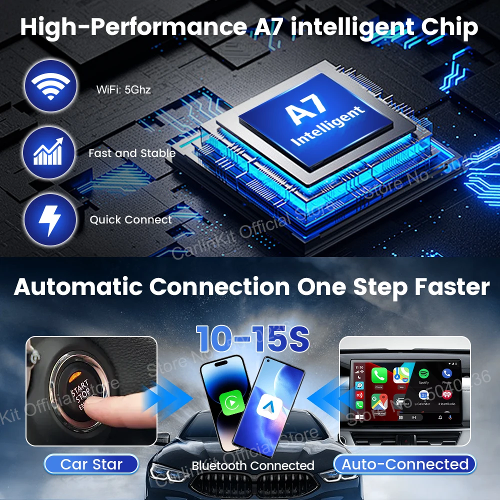 2026 New Mini 5/3 Pro CarlinKit 5.0 Wireless Adapter Wireless Android Auto CarPlay USB Dongle 5Ghz WiFi BT Fast Connect