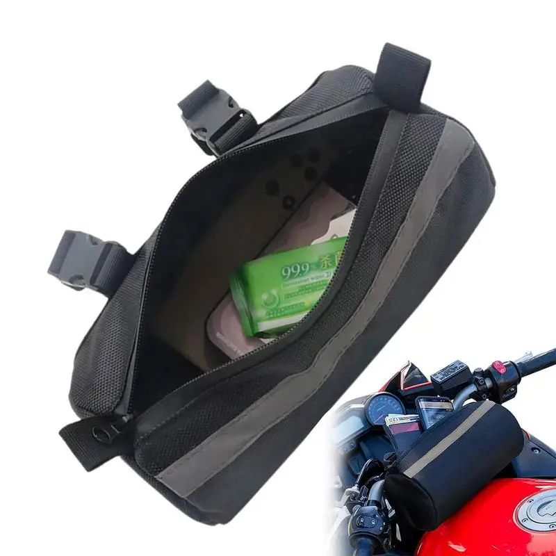 

Motorcycle Front Handlebar Storage Bag Durable 1680D Oxford Cloth Portable Bike Fork Bag Wear-resistant Motorcycle Travel Bag