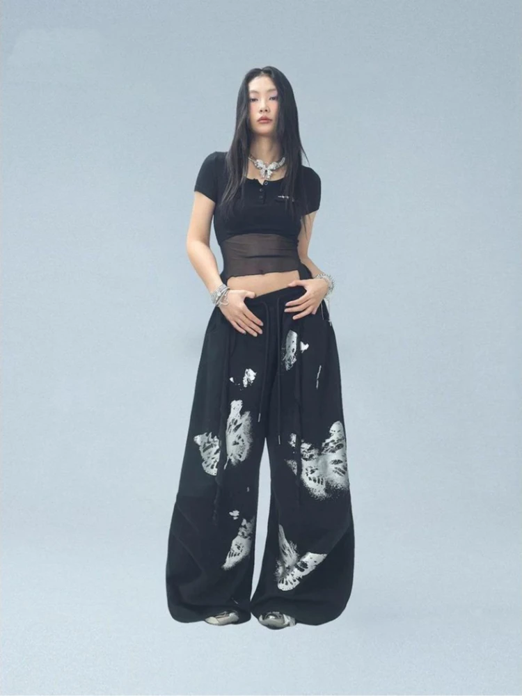 الأمريكية الرجعية الجاز الرقص الشارع الرقص الاتجاه سراويل تقليدية الصيف Y2K Harajuku نمط الاتجاه روك الشرير الساخن الفضة السراويل النسائية