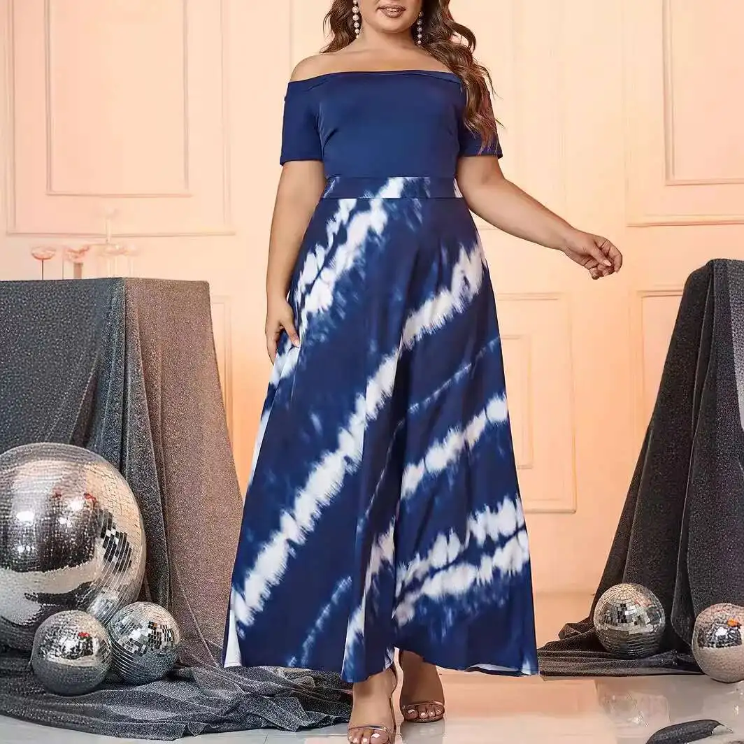 

Spring and Summer New Women's Plus Size Dress Elegant One Neck Sleeveless Contrasting Dress Party Summer Elegantes Casual Y2k