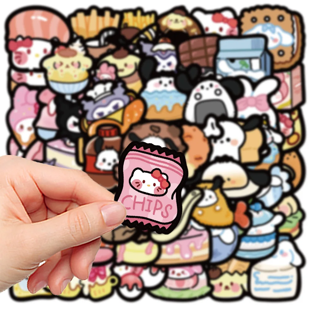 10/30/55PCS Kawaii Cartoon Sanrio Food Chips Donut Sticker Cute Graffiti Waterproof Decal Kids Toy DIY Laptop Guitar Sticker