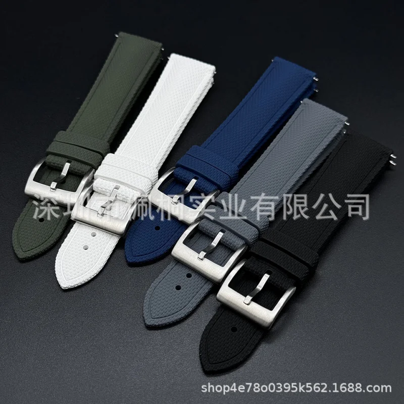 สายนาฬิกา FKM คุณภาพสูง กันน้ำ สำหรับนาฬิกา Seiko Longines Omega IWC Tissot สายนาฬิกาแบบสปอร์ตถักลายริบ ทำจากยางฟลูออโร รุ่นใหม่