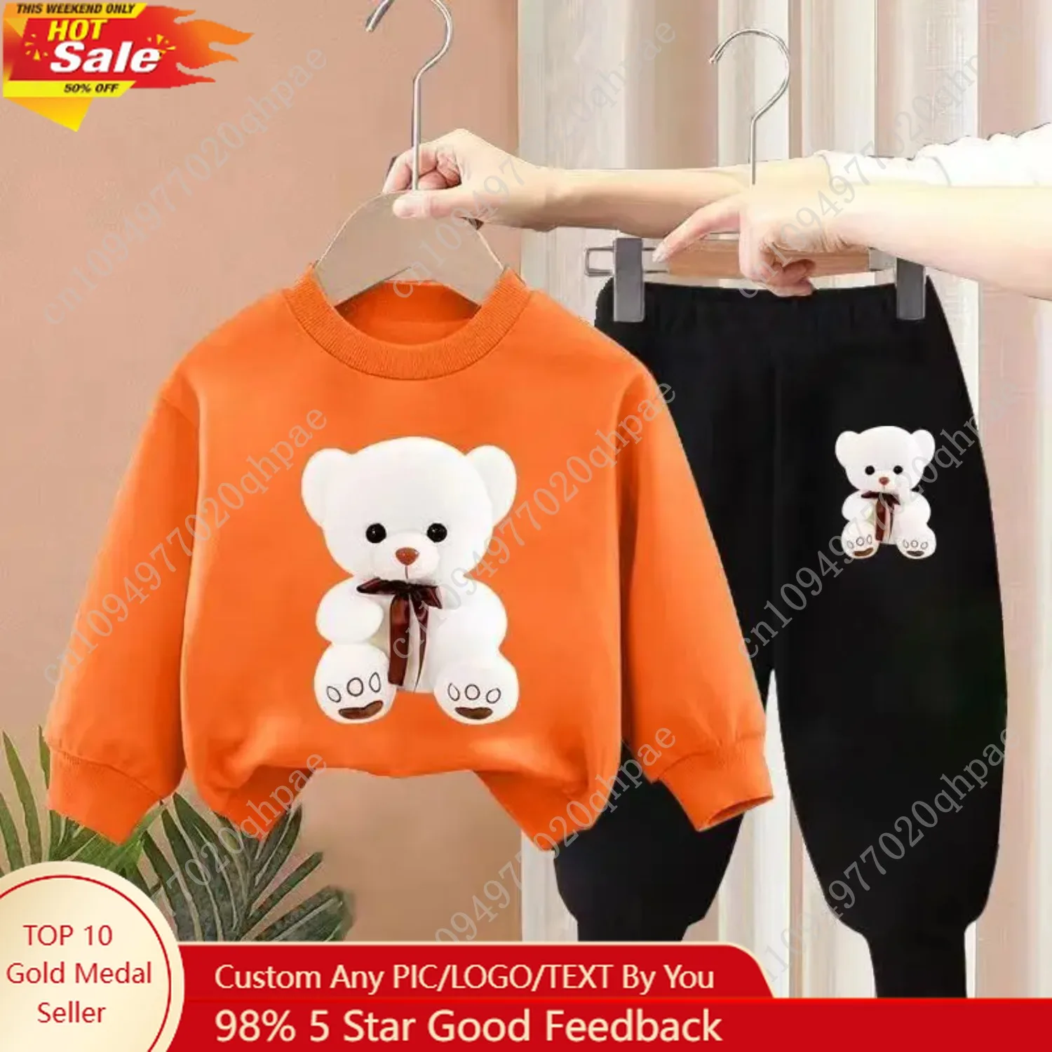 

Kids Clothes Boys & Girls Autumn Long Sleeve Top & Pants 2 Pieces Sets Children Boy & Girl Printed Bear Tracksuit Sport Outfit