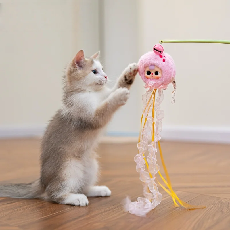 

New Hot Genuine Baby Three Teasing Stick Blind Box Cat Toy Bell Interactive Pet Supplies Cute Surprise Gift For Cats Spot Goods