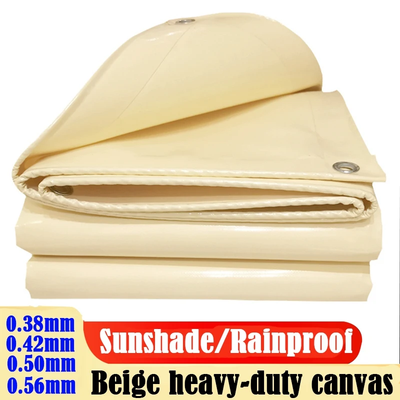 

Бежевый сверхмощный холст из ПВХ с водонепроницаемым покрытием, баннер для уличной палатки, брезент, чехол для беседки, солнцезащитный козырек, навес для автомобиля, грузовика