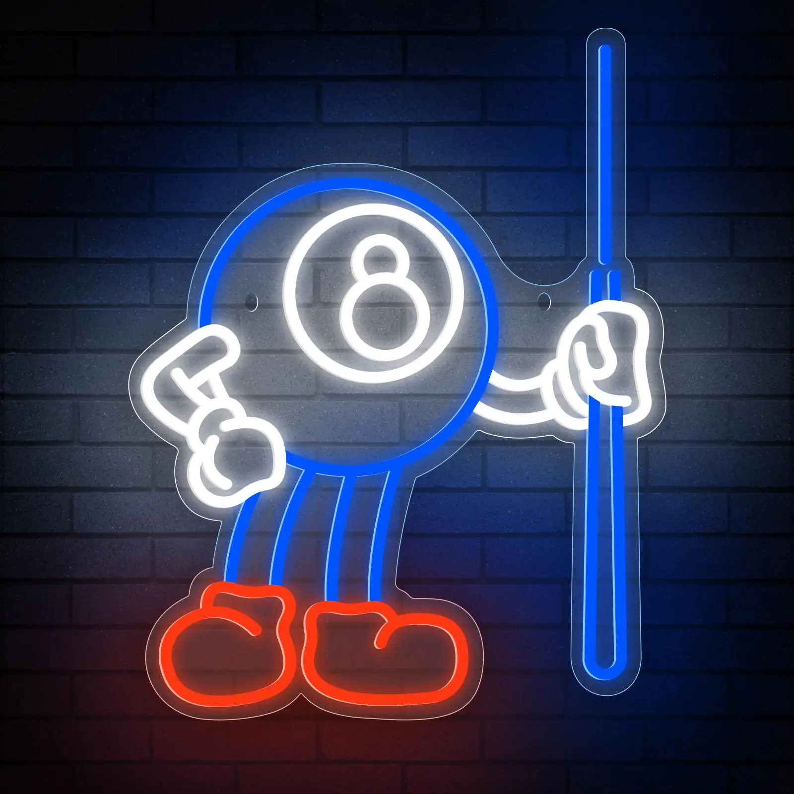 USB لطيف البلياردو ديكور الجدار مصباح عكس الضوء ضوء النيون تسجيل ل البلياردو نادي بار ملهى ليلي ديكور هدية لعشاق البلياردو #1