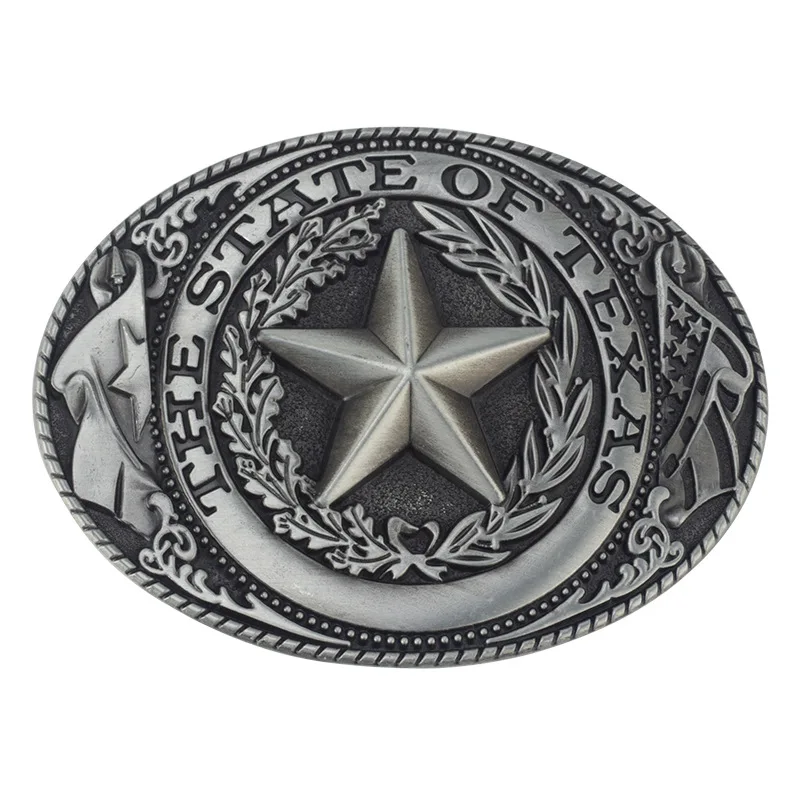 Hebilla de cinturón con bandera de Texas, patrón de cinco estrellas