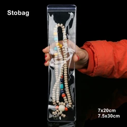 StoBag-Sacos De Embalagem De Jóias Transparente, Bolsas De PVC Ziplock, Longo Pequeno Selado Magro, Engrossar Armazenamento, Decoração De Presente, 10 Pcs, 50Pcs