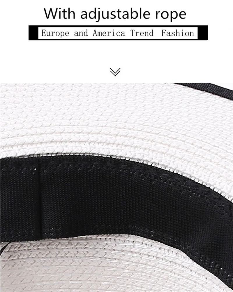 Sommer Outdoor M-Buchstabe Strass Flacher Rand Sonnenhüte Sommer Damen Bowler Hut Strohkappe für Reisen und Einkaufen – Detail 26