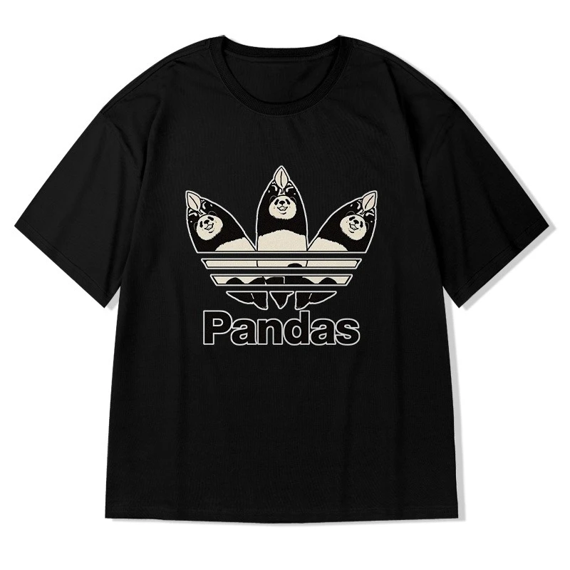 

2025 Fashion Trendy Brand Short-sleeved Sports Pure Cotton Printed Loose Round Neck Half-sleeved Top