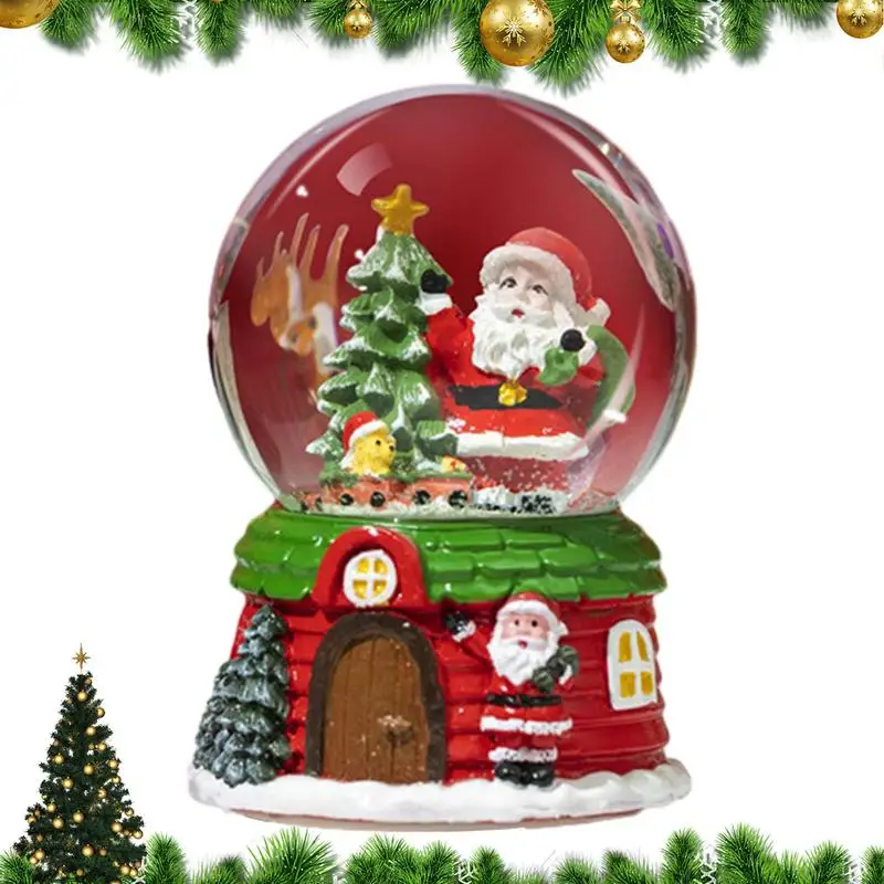 Christmas LED Musical Snow Globe Cute Water Globe Music Ball Cartoon Christmas Decoration Battery Powered Crystal Balls supplies