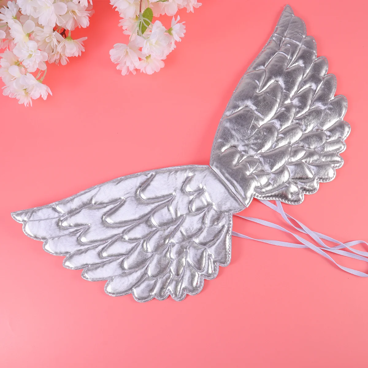 1Pcs Silver Angel Wings Fine Workmanship Kids Party Costume Eye-Catching Stage Wedding Christmas Photo Prop for Girls