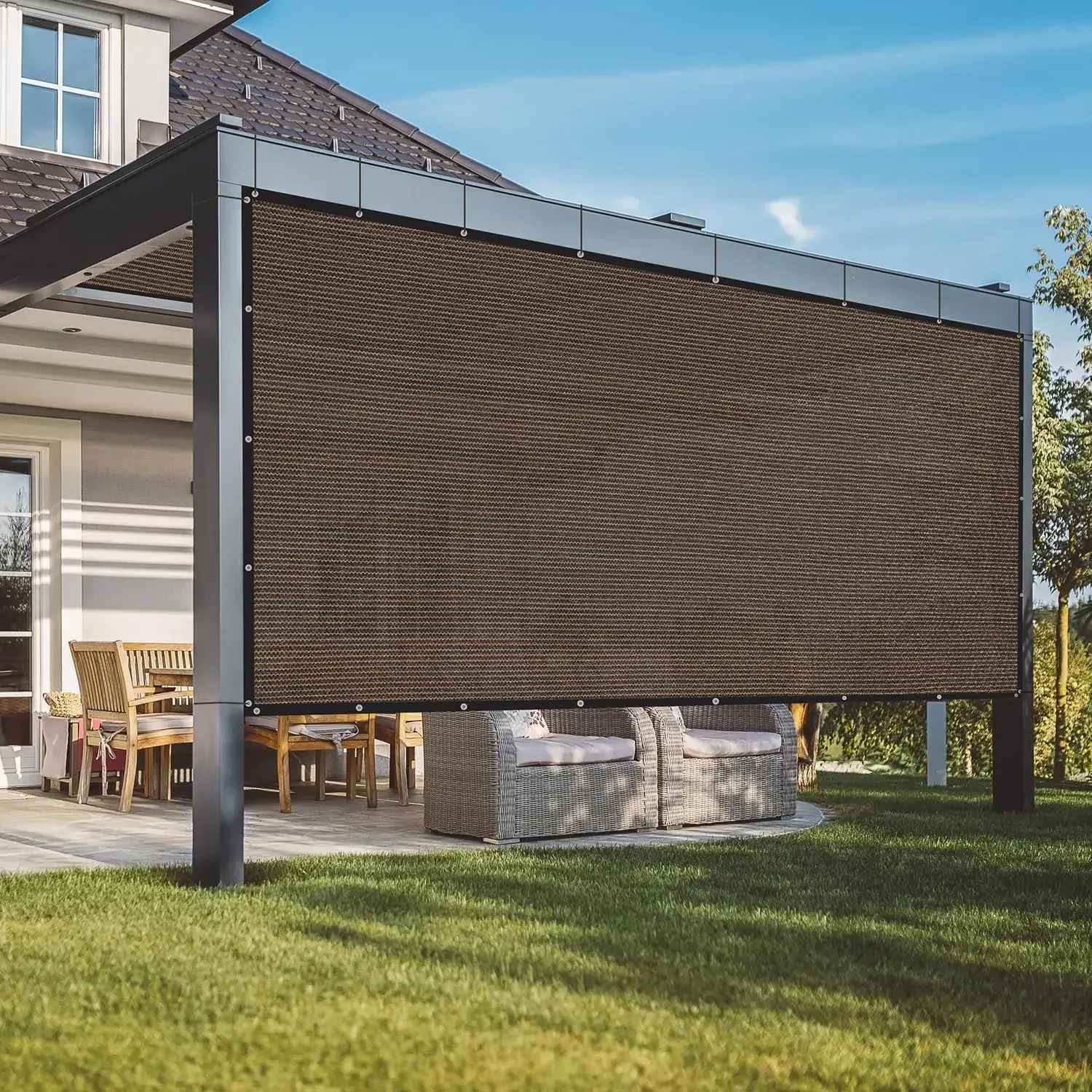 

Ткань для затенения 90% с усиленными люверсами, уличная солнцезащитная ткань для патио, сада, перголы, навесов