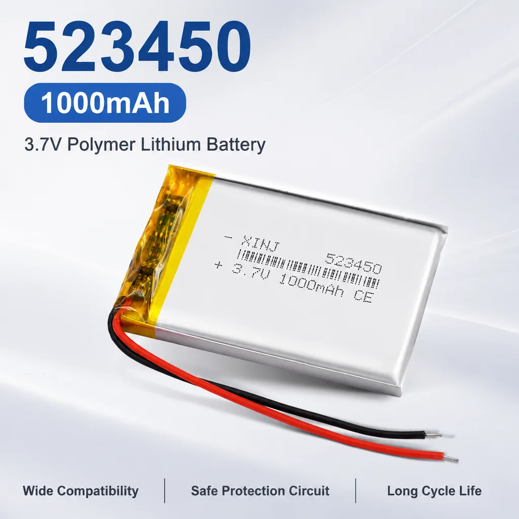 PURFIELD 523450 3.7V 1000mAh Li Polymer Rechargeable Lithium Battery Replacement Cell for MP3 MP4 GPS Bluetooth Speaker LED Lamp