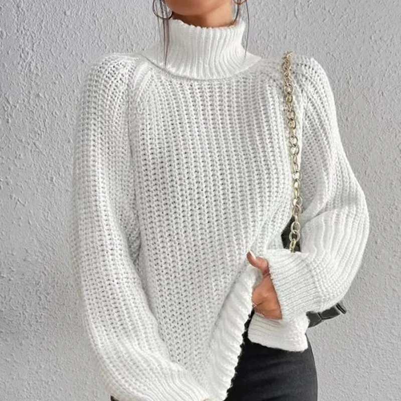 

Women Turtleneck Sweater Dress Autumn Solid Long Sleeve Casual Elegant Mini Oversized Knitted Dress Winter Clothes