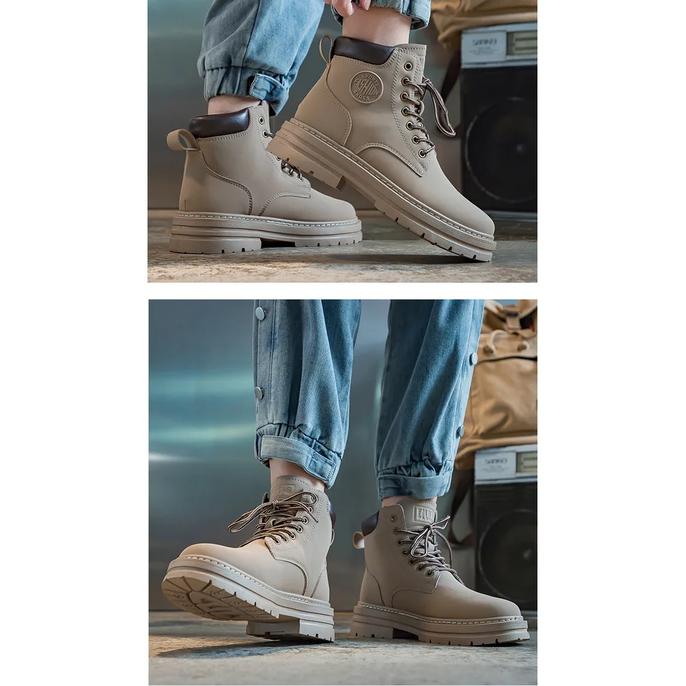 Couple Martin 2024 Automne Travail Femmes Courtes Instagram Semelle Épaisse Jaune Bottes Enfants_voghion.com