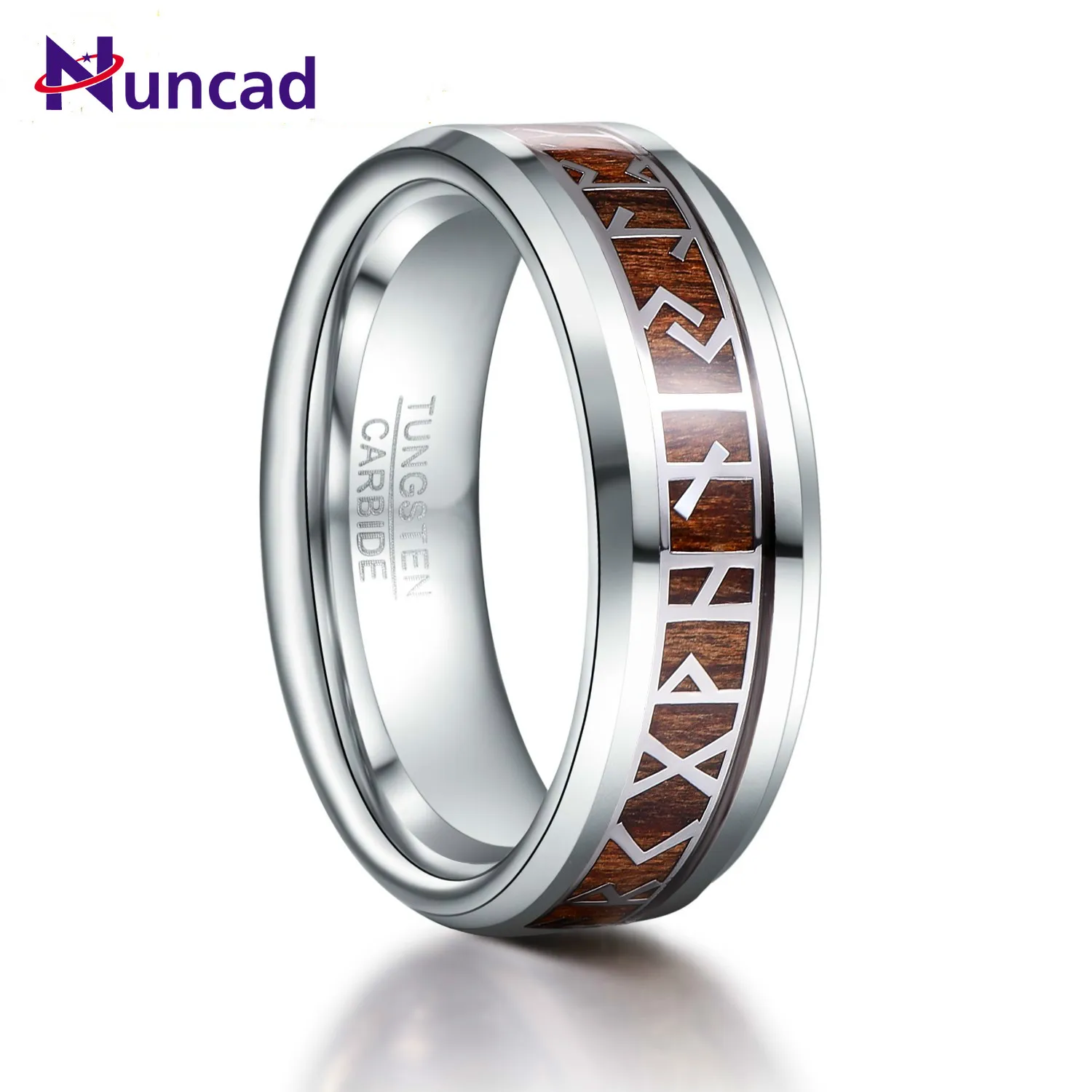 Retro Phoenician Text Viking Pattern Wood Inlay Groove Tungsten Carbide Rings Tungsten Carbon Engagement Mariage Mens Jewellery