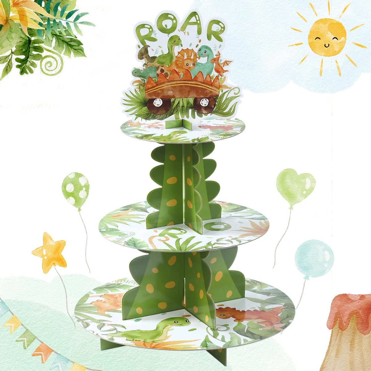 Cartoon Dinosaur Cake Stand Dinosaur Birthday Party Decorations Kids Baby Shower Wild One 1st Birthday Safari Party Supplies