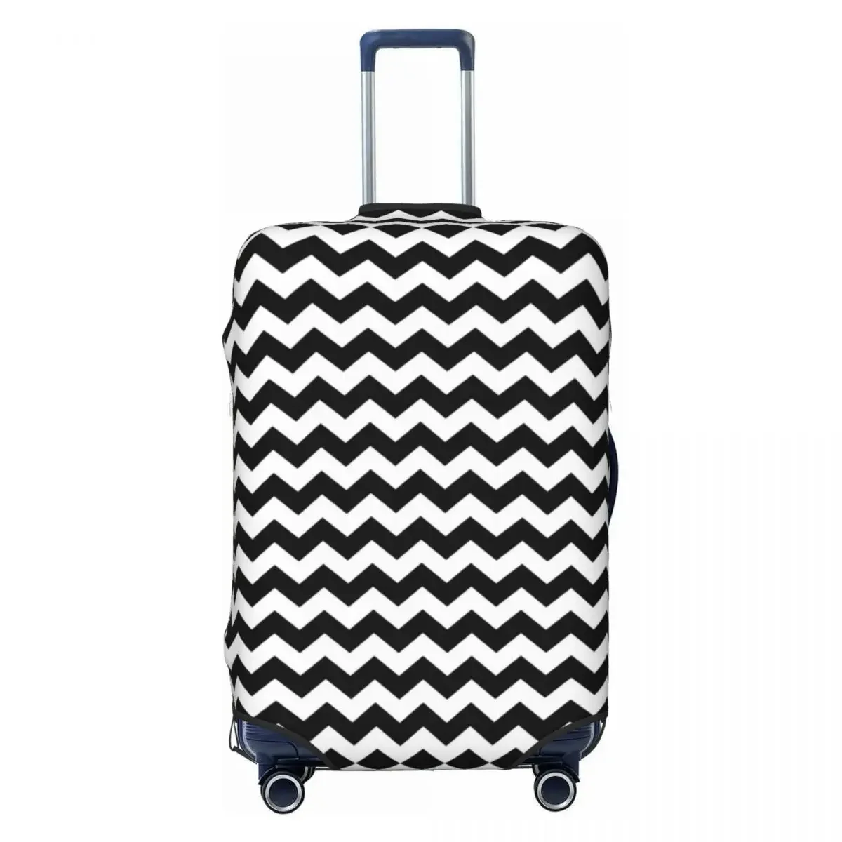 

Black And White Zigzag Stripes Luggage Cover Elastic Bohemian Modern Geometric Travel Suitcase Protective Covers Fits 18-32 Inch