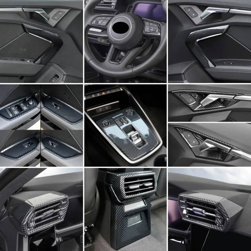 

Для Audi A3 8Y седан Sportback 2021 2022 2023 LHD внутренняя ручка рамка розетка переменного тока вентиляционная крышка коробки передач стойки отделка шестерни