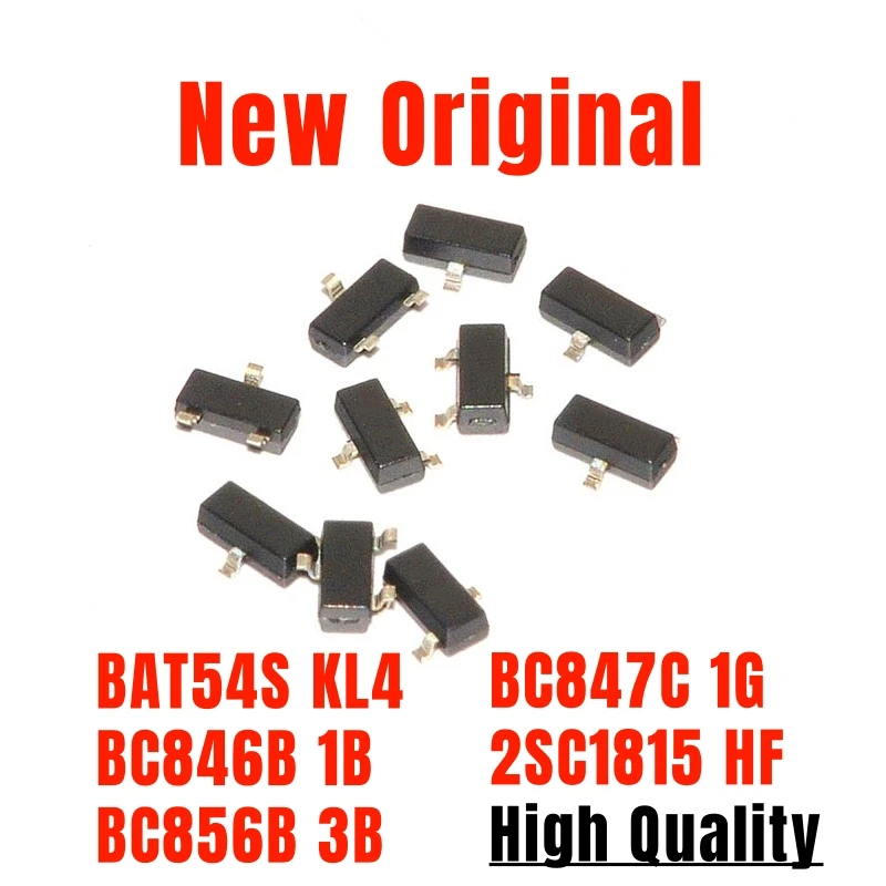 ترانزستور NPN SMD ، BAT54S ، KL4 ، BC846B ، 1B ، BC856B ، 3B ، BC847C ، 1G ، 2SC1815 ، HF ، SOT-23 ، جودة عالية ، أصلي ، جديد ، 50