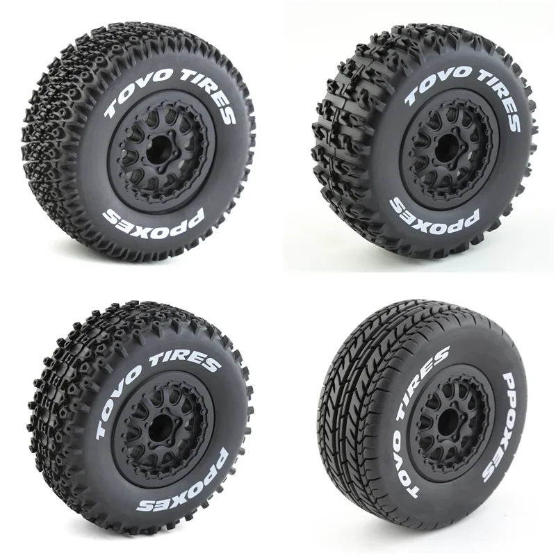 4pcs 112mm 1/10 Short Course Truck Tires Tyre 12mm Wheel Hex For Traxxas Slash Arrma Senton HuanQi 727 Vkar 10sc Hpi Rc Car