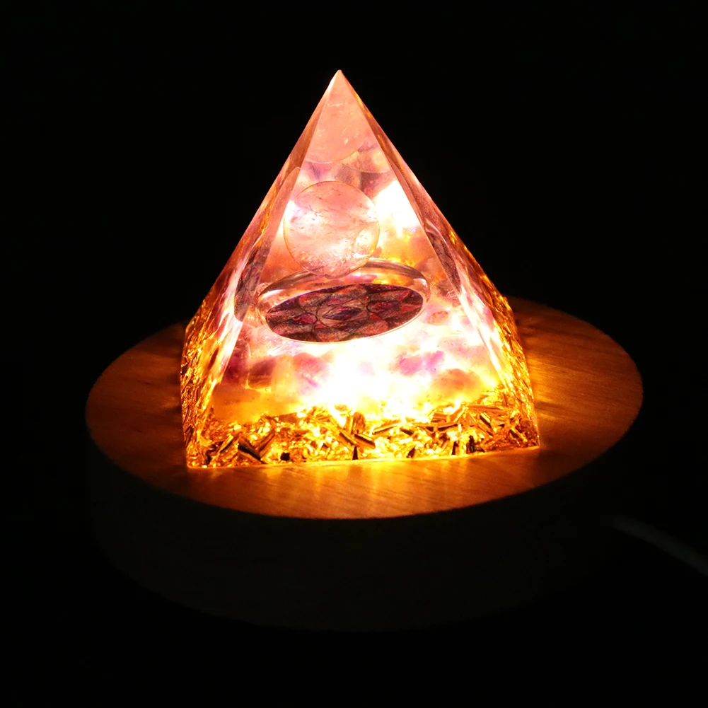 

Wooden Base Holder Display Stand for Art Crystal Energy Pyramid Ornament Glass Illumination Lighting Accessories