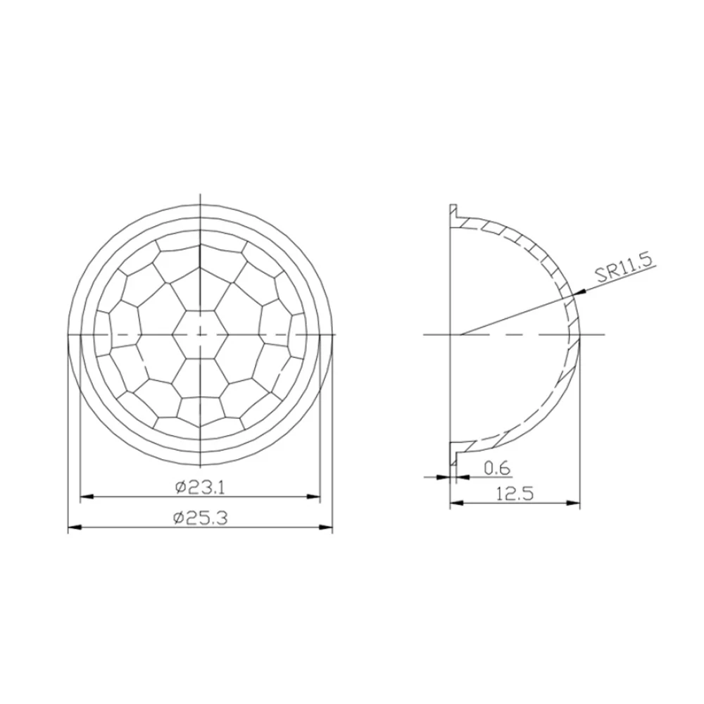 Fresnel lens Infrared induction 120 ° induction angle 11M distance PIR lens high sensitivity Infrared sensing of human body