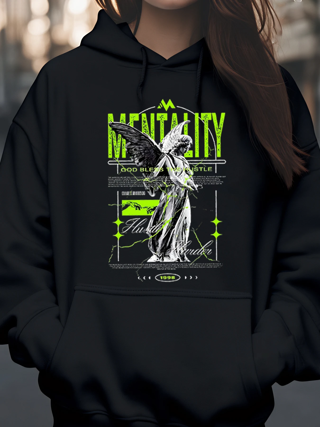 

Толстовка с рисунком Angel Wings Mentality, уличная одежда на Хэллоуин, модная повседневная одежда унисекс