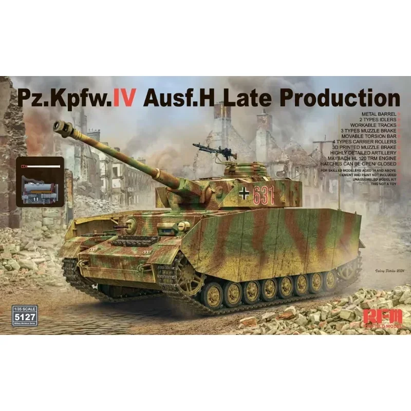 

1/35 Ryefield Model RM-5127 Sd. Kfz.161/1 Panzerkampfwagen IV Ausf. H Late Production assembly Scale diy toys Model Kit