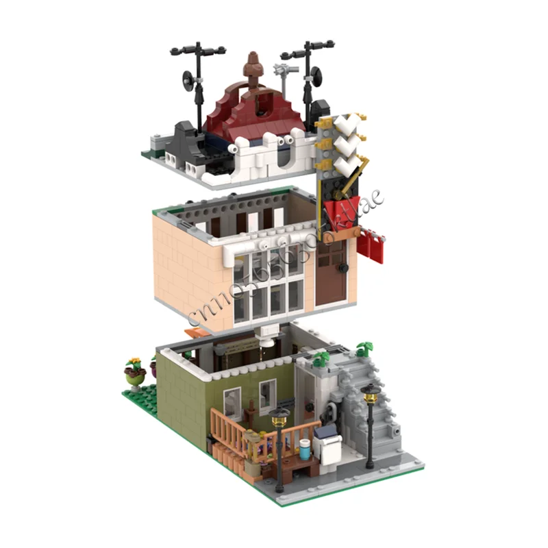 Heißer 1122 PCS MOC Stadt Straße Ansichten Modulare Cocktail Bar Modell Baustein Architektur Display Spielzeug Für Kinder Geburtstag Geschenke