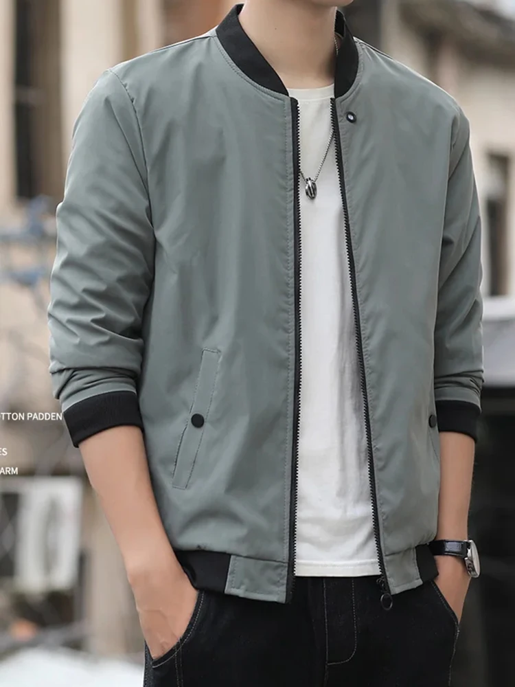 

Men's casual trend fashion Windproof outdoor sports zipper solid color long sleeve cold warm coat