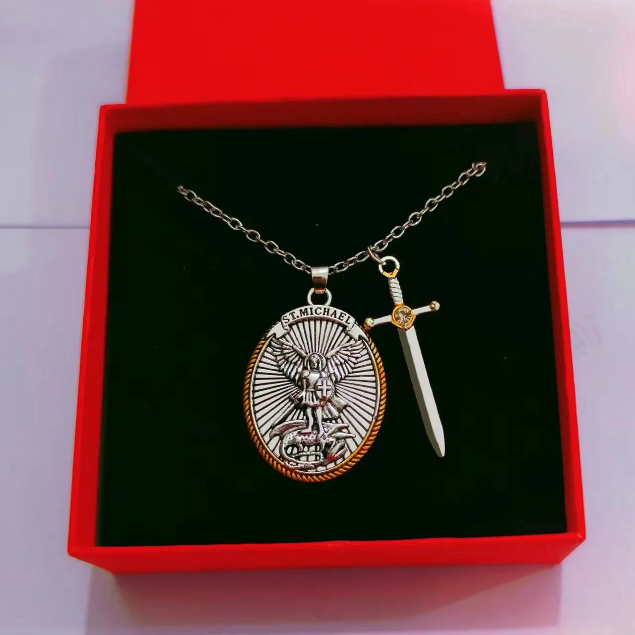Catholic Patron Saint Pendant Michael St. Michael The Archangel Pendant Necklace image 5